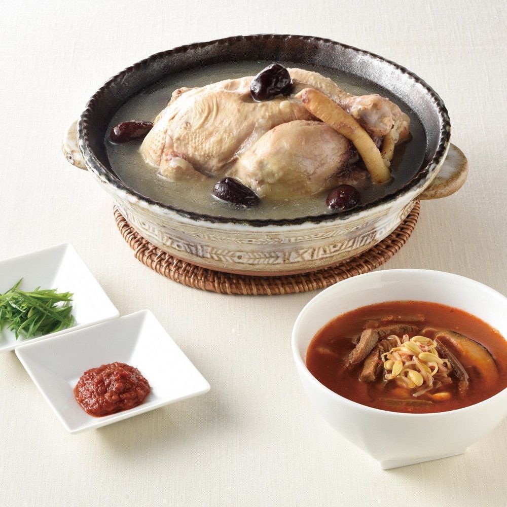 韓国料理店の中札内鶏参鶏湯と黒毛和牛ユッケジャン スープ15食セット