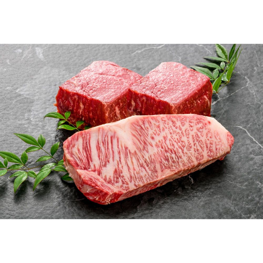 ＜米沢牛黄木＞米沢牛塊ステーキ ロース1塊550g、モモ肉2塊（計1,200g）